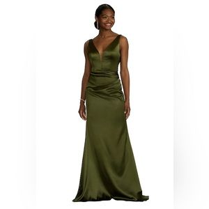 David’s Bridal Stretch Satin Cowl Back Bridesmaid Dress